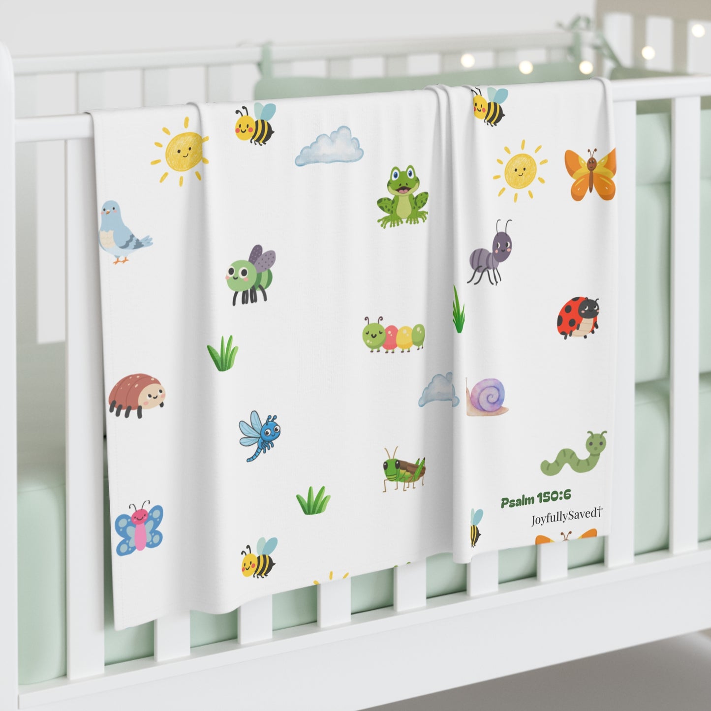 Christian Baby Swaddle Blanket — Bugs & Blessings (Psalm 150:6) Infant Swaddle