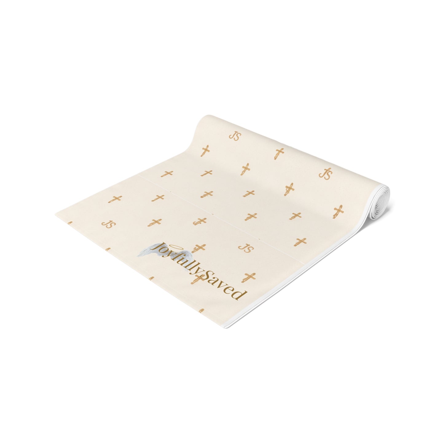 Signature Cross Table Runner, Cream — JoyfullySaved Faith-Inspired Cotton/Poly Decor
