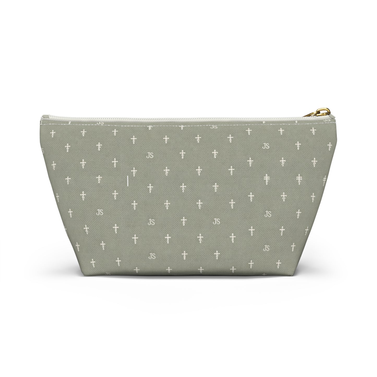 Joyfully Saved Cross Pattern Accessory Pouch — Christian Makeup & Travel T-Bottom Bag
