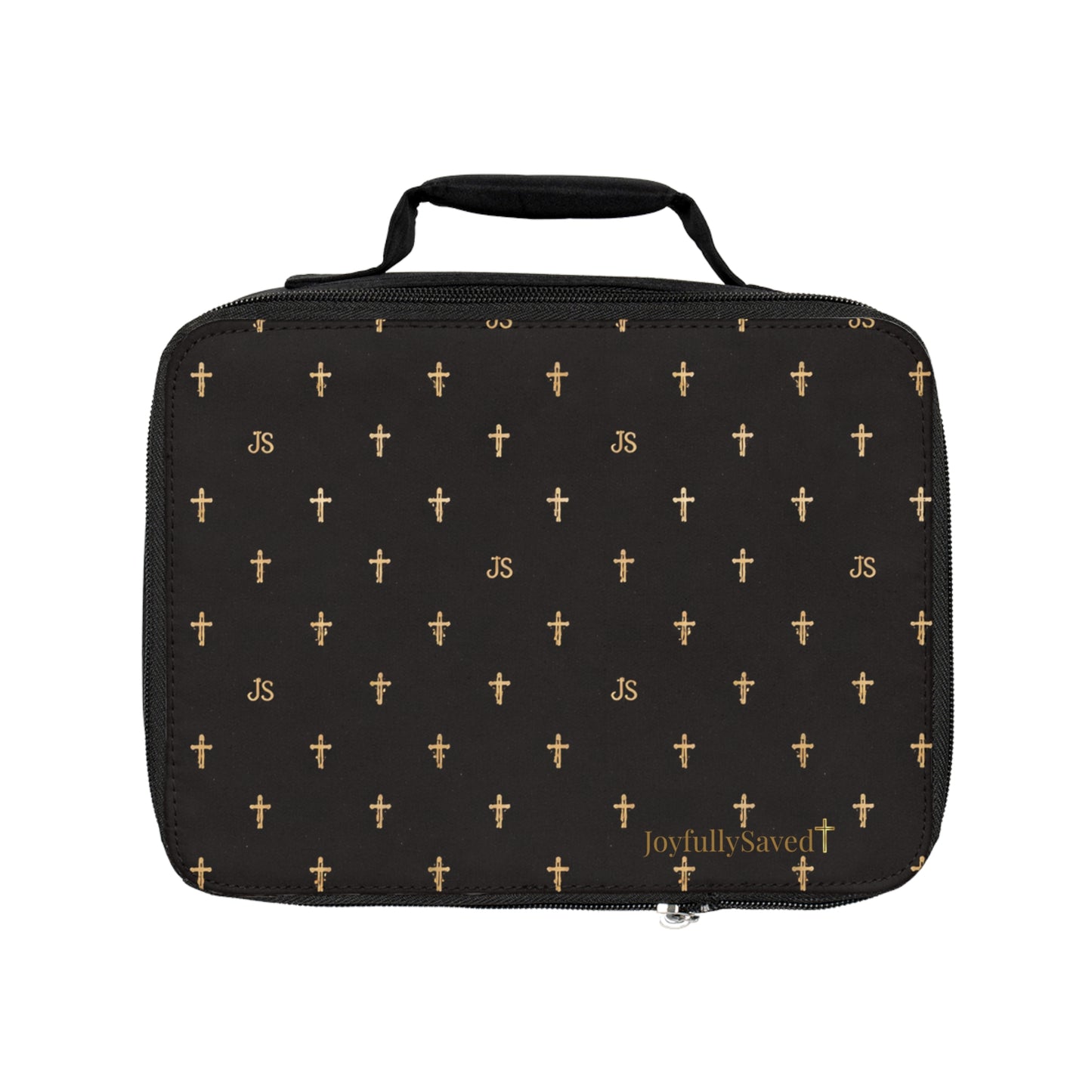 Black, Crosses ‘Joyfully Saved’ Lunch Bag — Christian Insulated Lunchbox