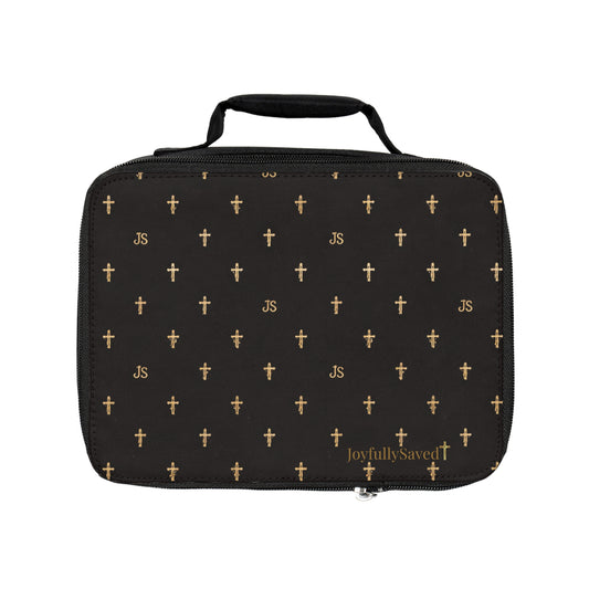 Black, Crosses ‘Joyfully Saved’ Lunch Bag — Christian Insulated Lunchbox