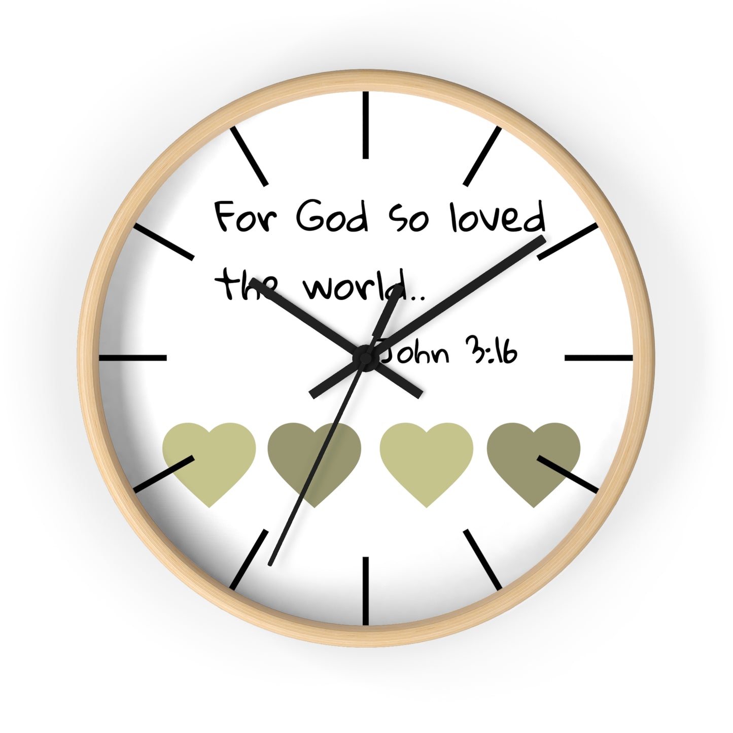 Wall Clock - "For God So Loved the World" John 3:16 Christian Heart Wall Clock