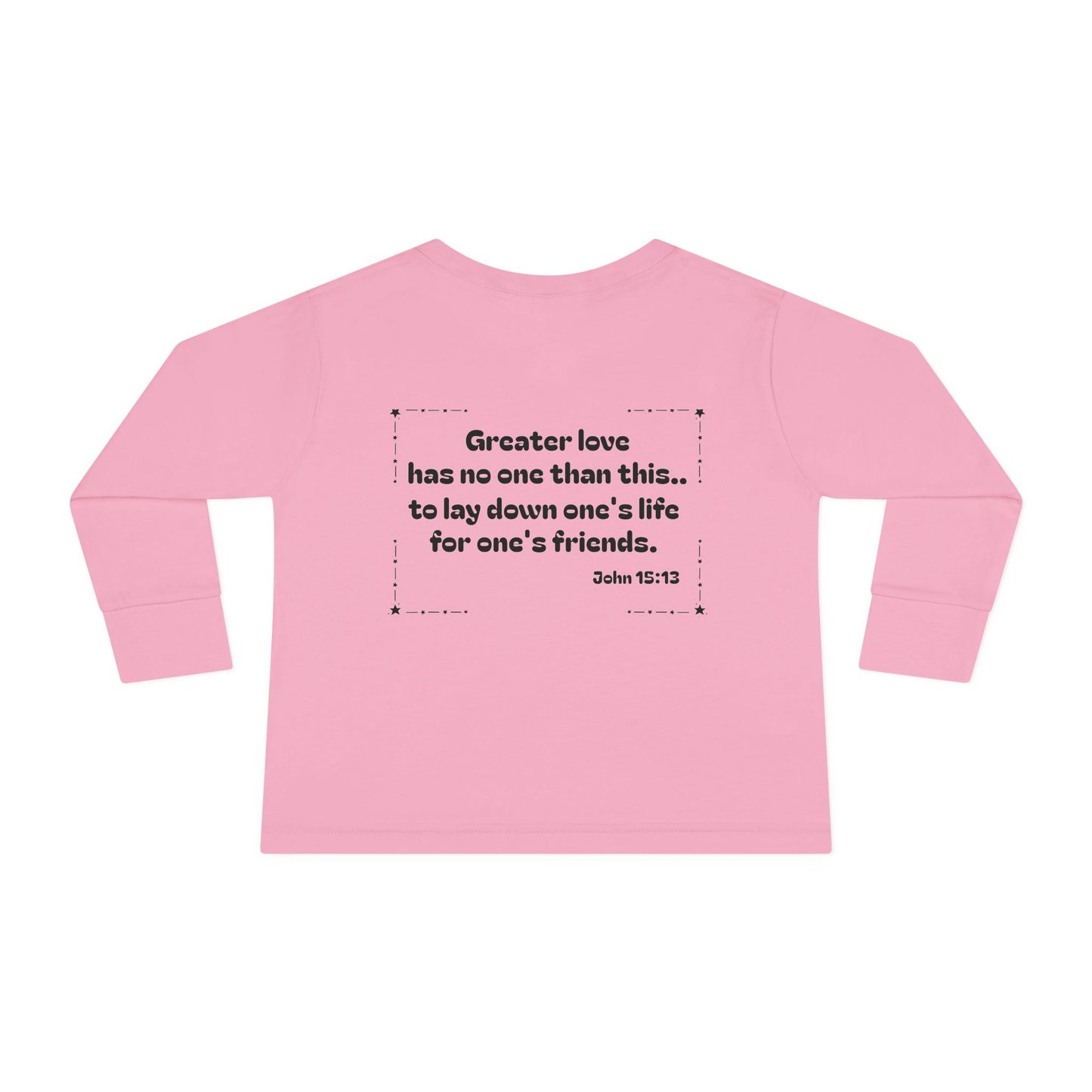 Christian Toddler Long Sleeve Tee — Hero Vehicles Kids Shirt (John 15:13)