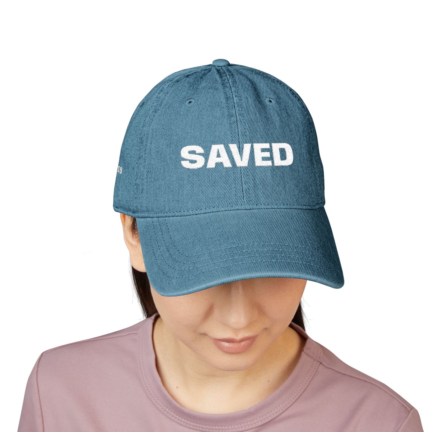 Saved Denim Hat — Embroidered John 3:16 Faith Cap