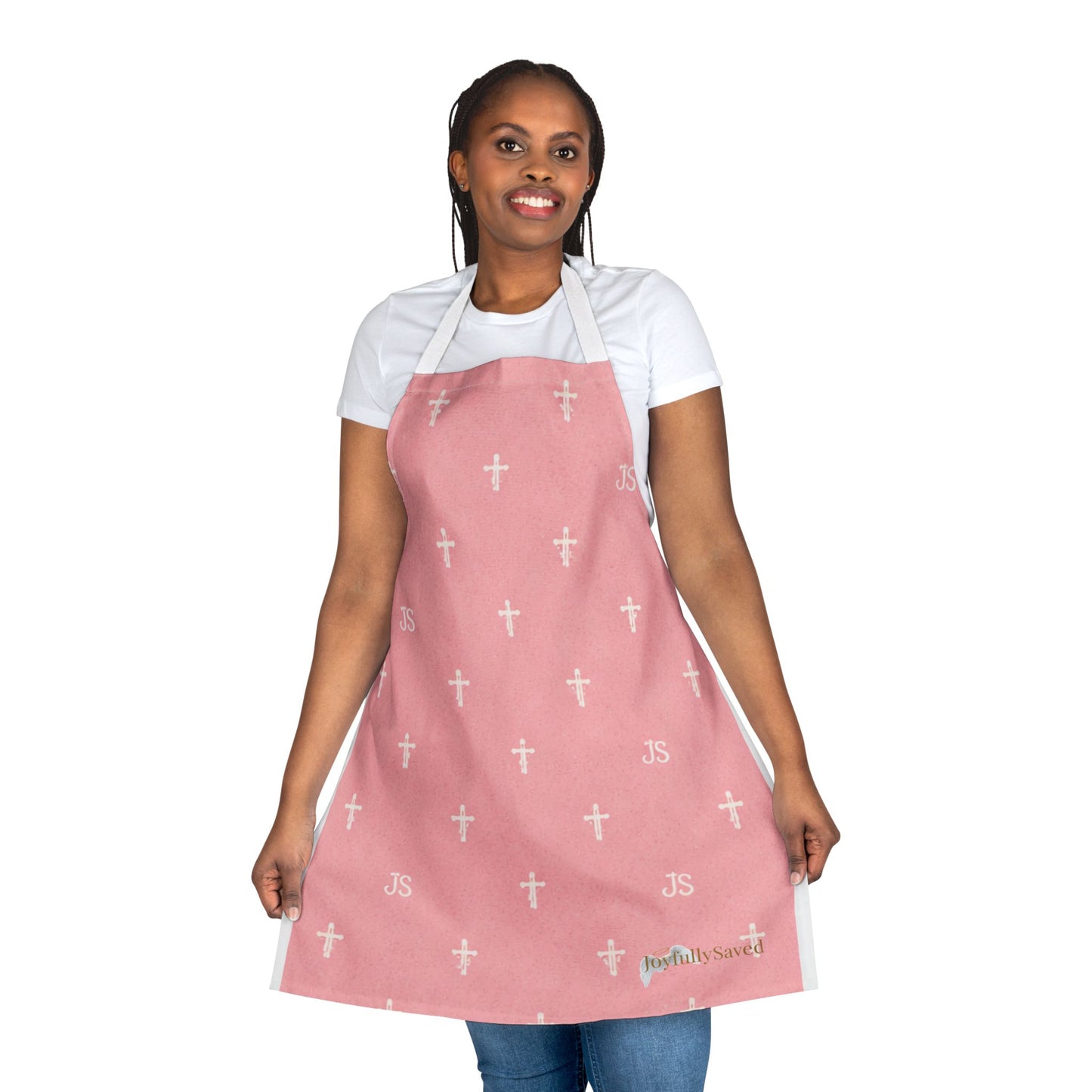 Christian Cross Pink Apron — large print, Faith Kitchen Apron