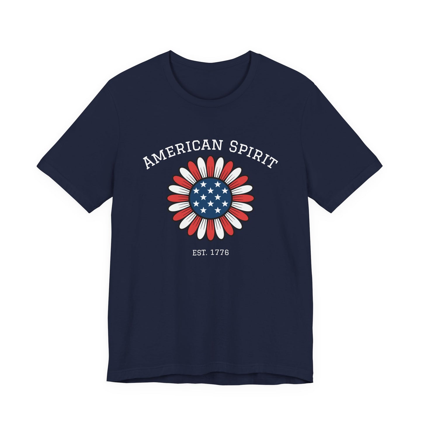 American Spirit T-Shirt — Patriotic Daisy Graphic Tee (Est. 1776)