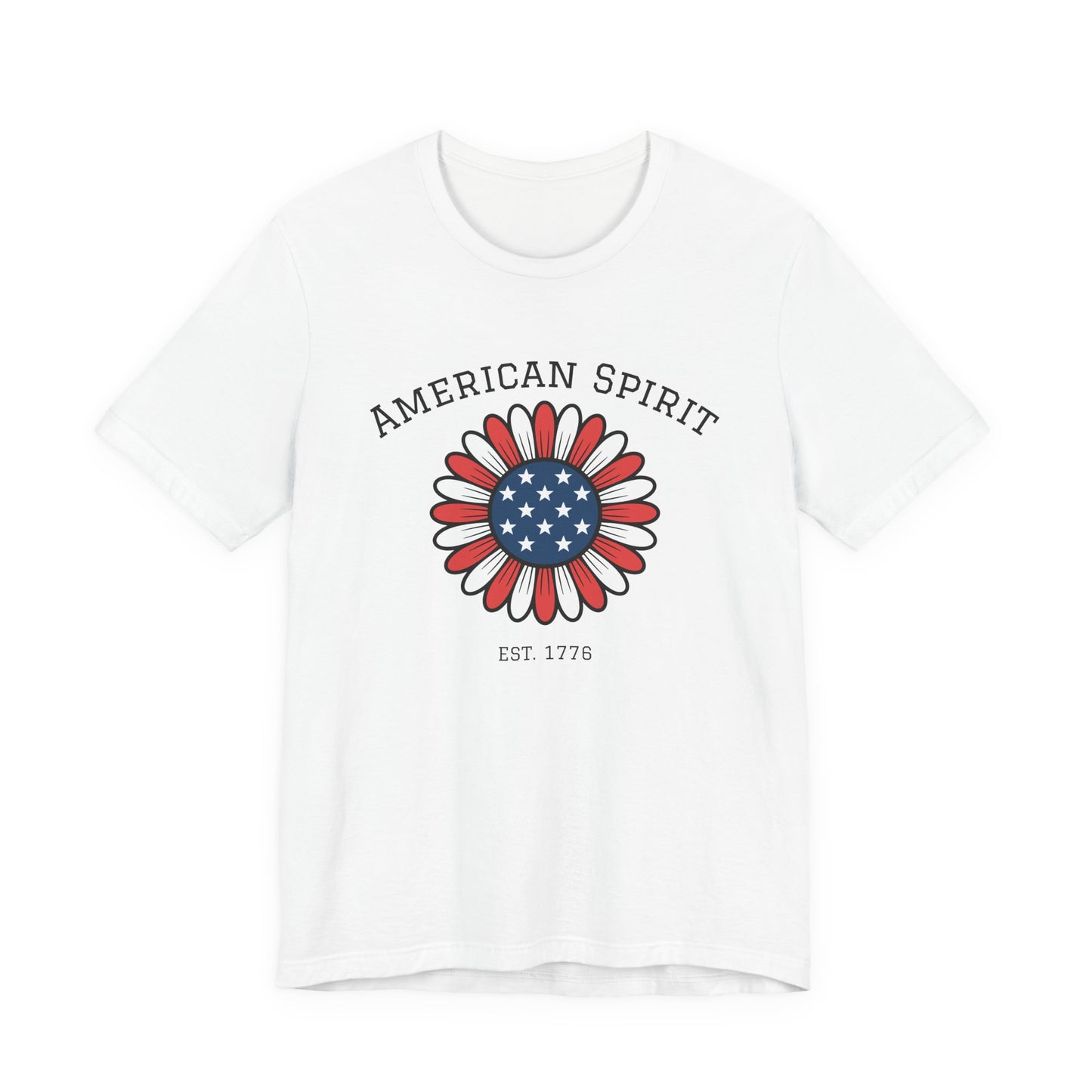 American Spirit T-Shirt — Patriotic Daisy Graphic Tee (Est. 1776)