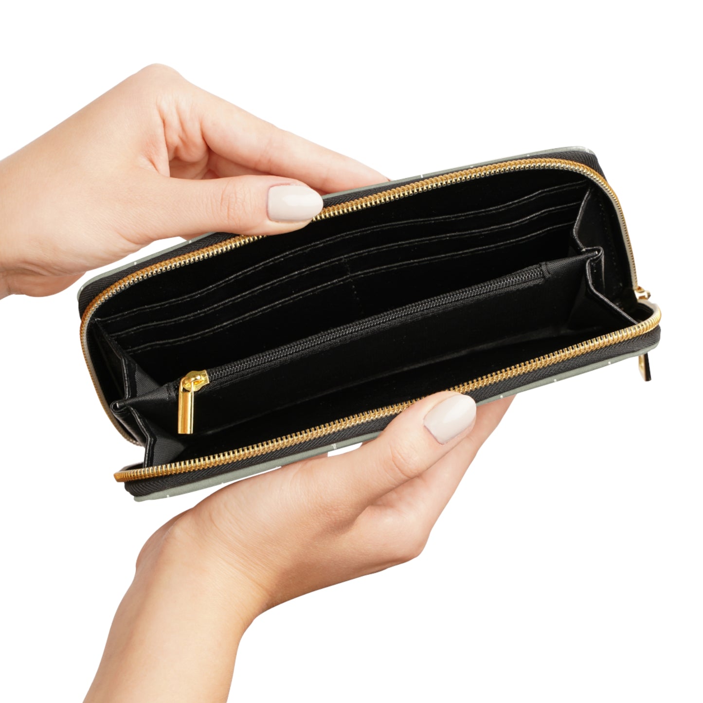 Sage Zipper Wallet — Christian Signature Cross Wallet