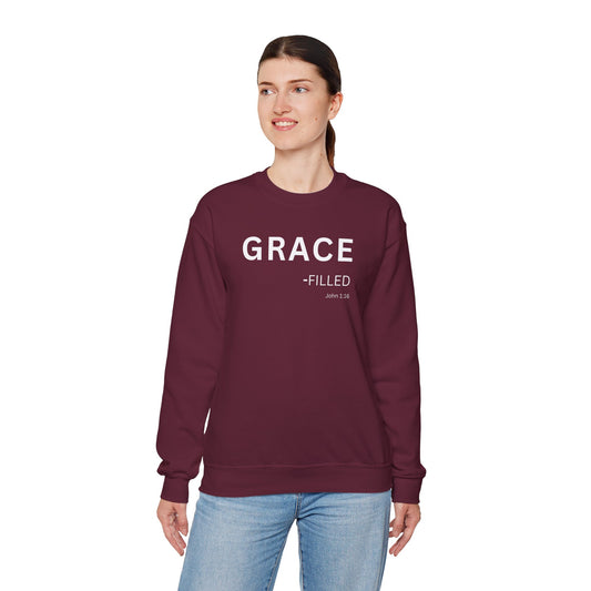 GRACE-filled Sweatshirt | Chritian Unisex clothing (John 1:16)
