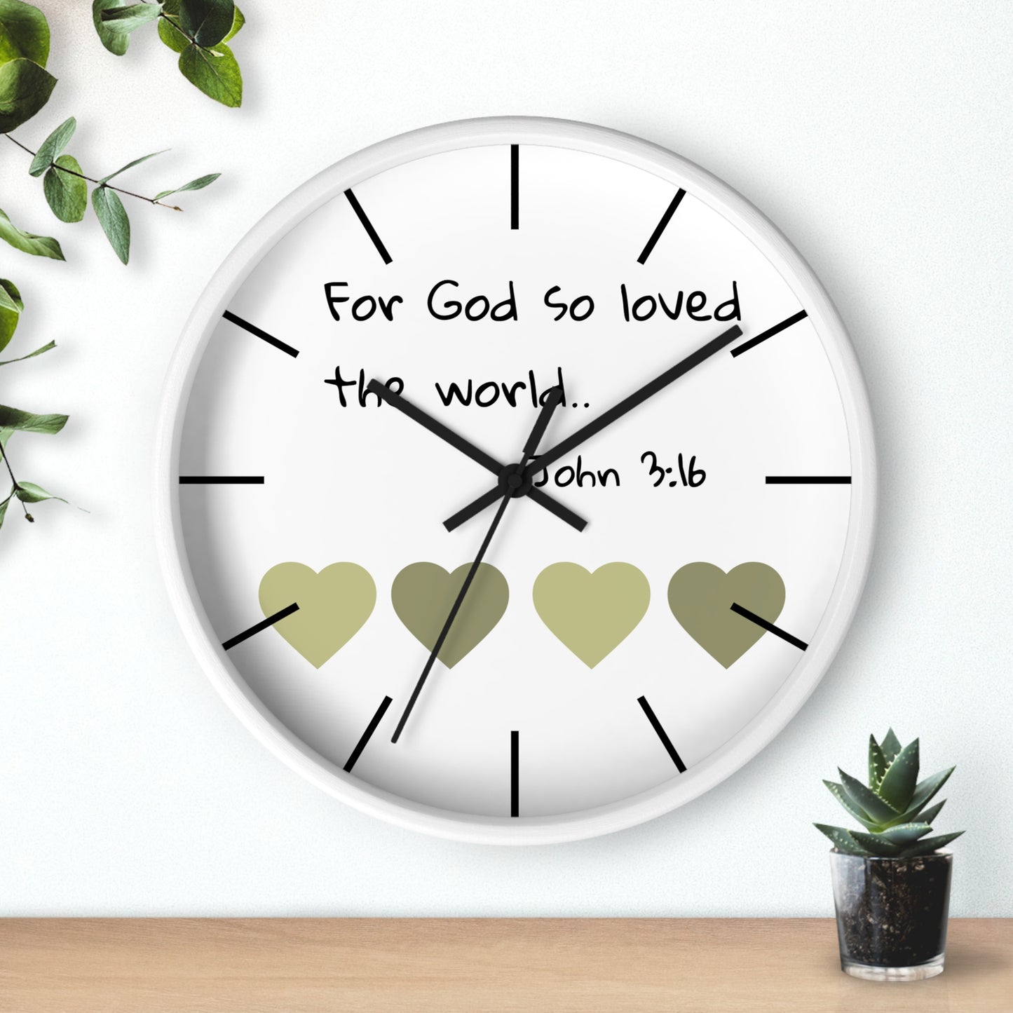 Wall Clock - "For God So Loved the World" John 3:16 Christian Heart Wall Clock