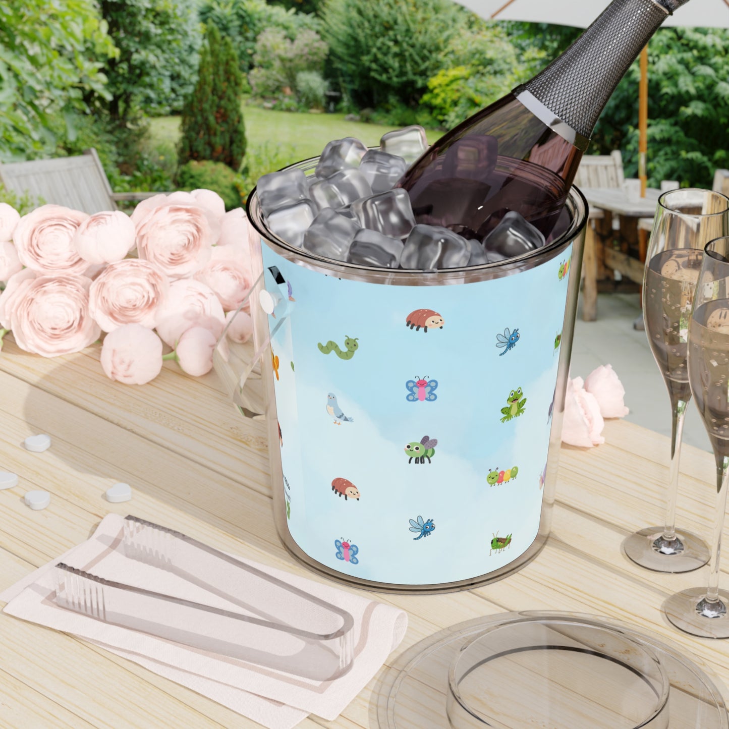 Cute Garden Critters Ice Bucket with Tongs – Acrylic Ice Cooler  Psalm 150:6