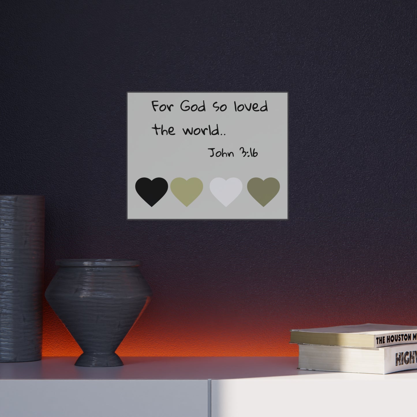 Foam Board — "For God So Loved the World" John 3:16 Christian Wall Art (Hearts Accent)