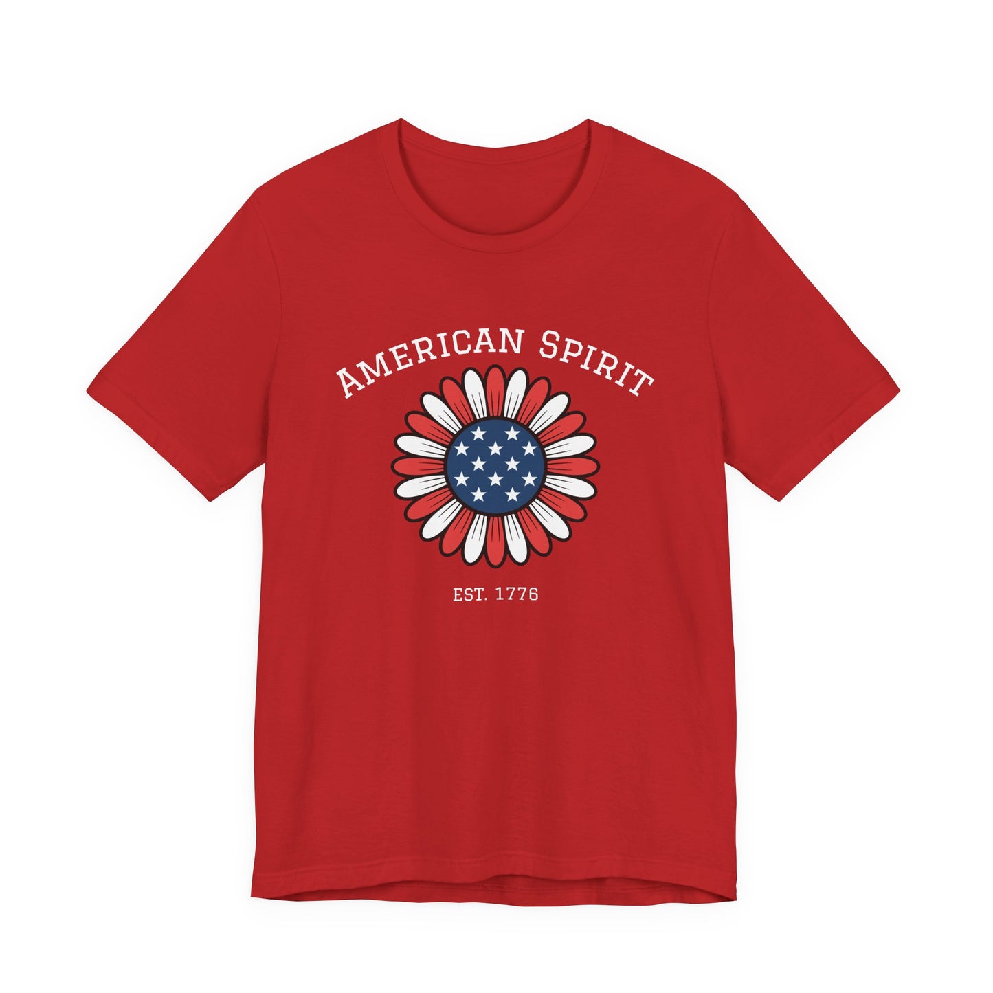 American Spirit T-Shirt — Patriotic Daisy Graphic Tee (Est. 1776)