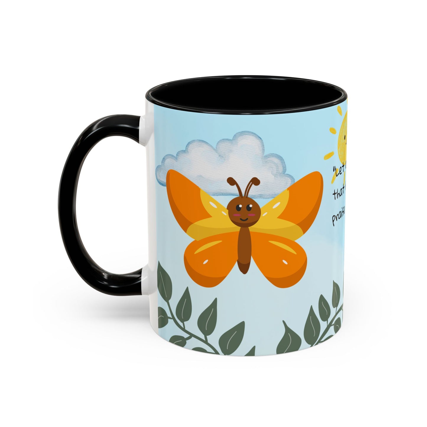 Butterfly Coffee Mug — Christian Ceramic Mug (Psalm 150:6)