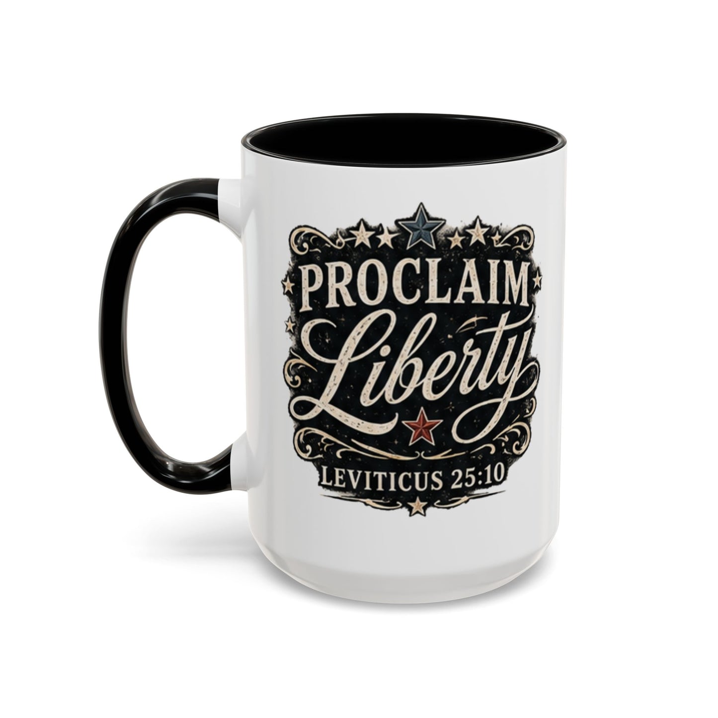 Accent Coffee Mug —  Scripture Patriotic 250th USA Anniversary (Leviticus 25:10)