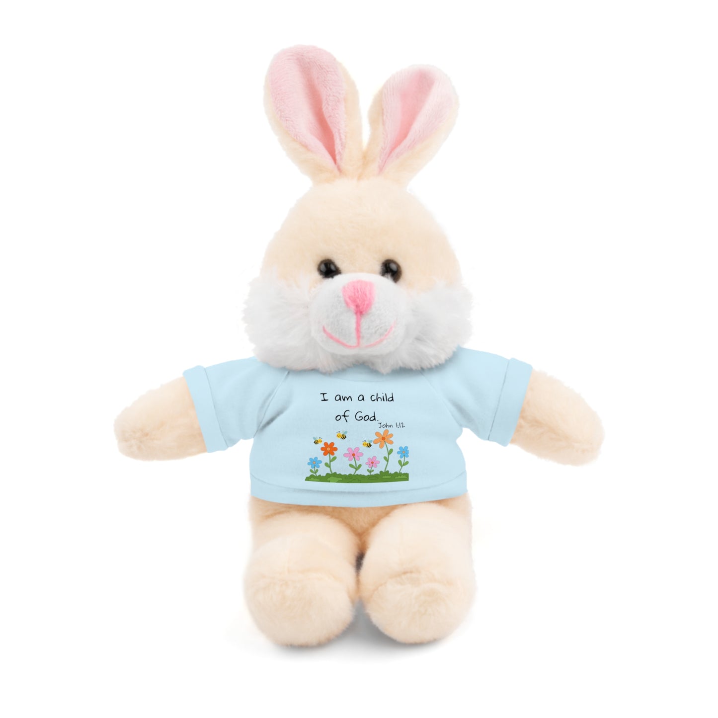 Christan Plush Toy, John 1:12  — Stuffed Animal with 'I Am a Child of God' T‑Shirt