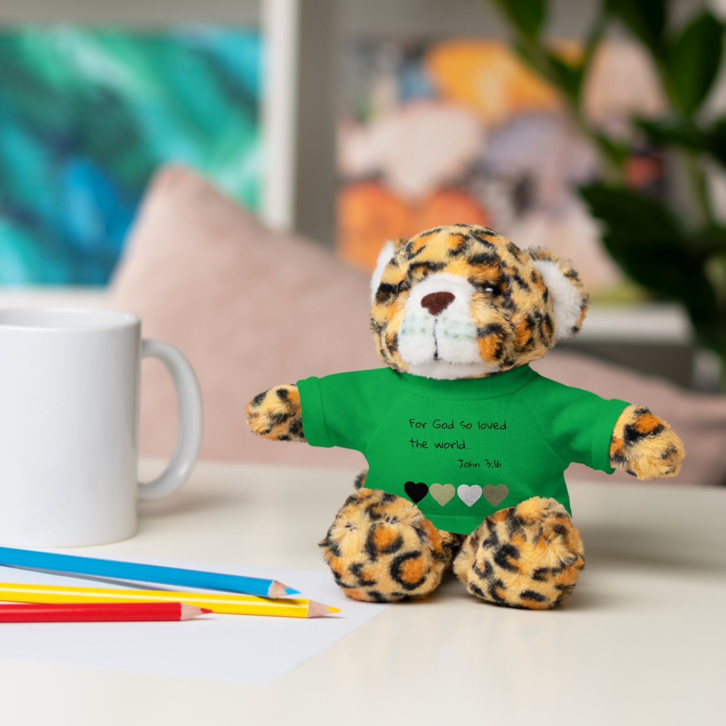 Christan Plush Toy, John 3:16  — Stuffed Animal with 'I Am a Child of God' T‑Shirt