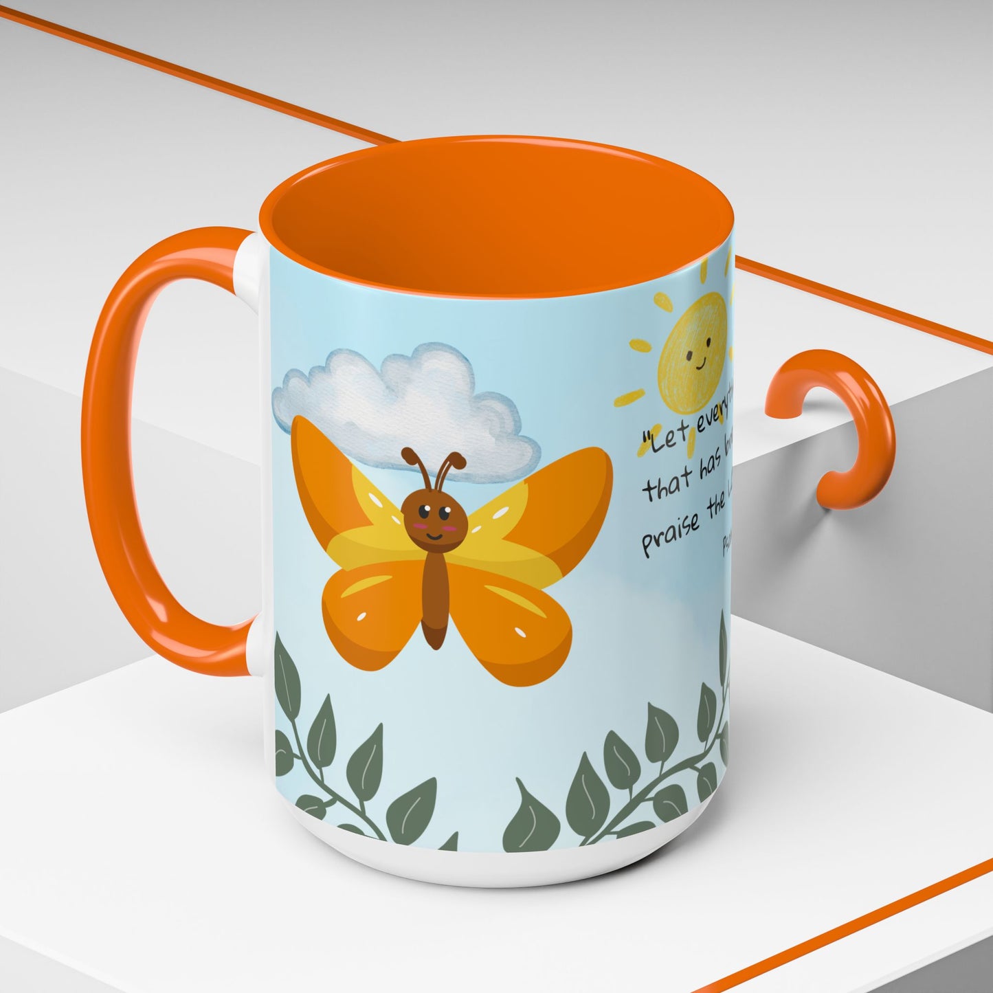 Butterfly Coffee Mug — Christian Ceramic Mug (Psalm 150:6)