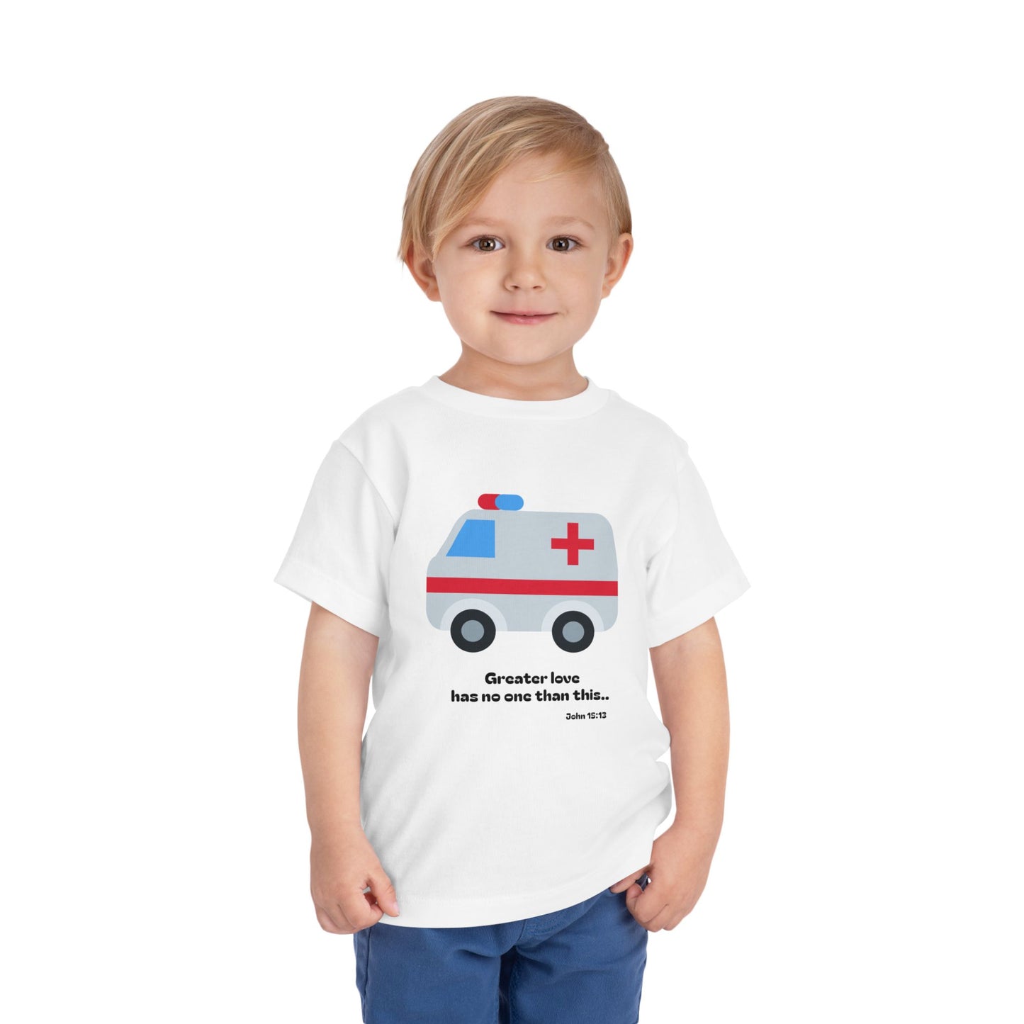 Christian Toddler Tee — Ambulance Graphic (John 15:13)