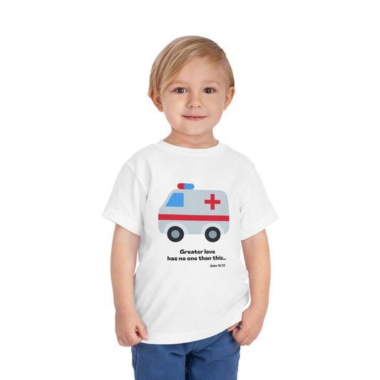 Christian Toddler Tee — Ambulance Graphic (John 15:13)