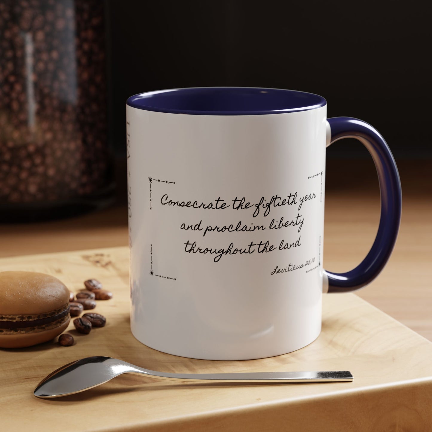 Accent Coffee Mug —  Scripture Patriotic 250th USA Anniversary (Leviticus 25:10)