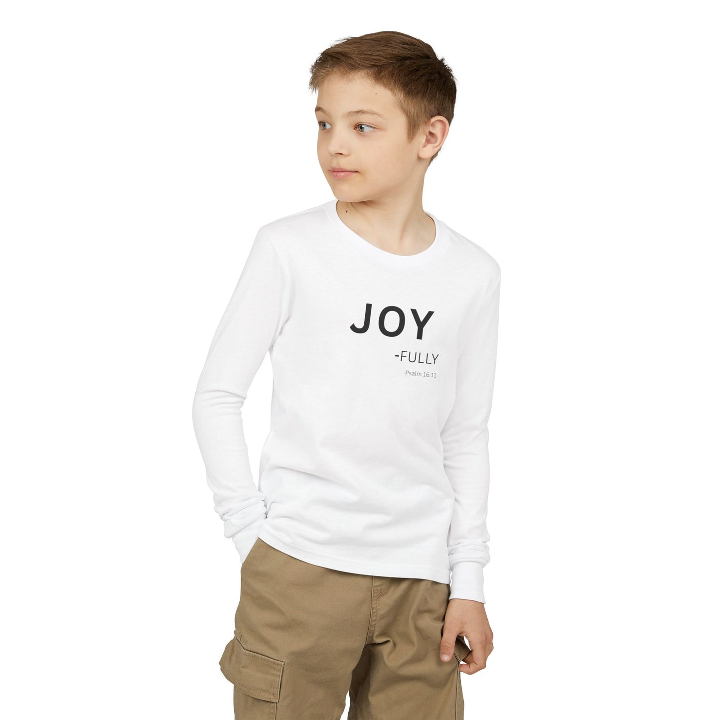 Joy-fully Psalm 16:11 Youth Jersey Long Sleeve Tee | Christian youth Shirt