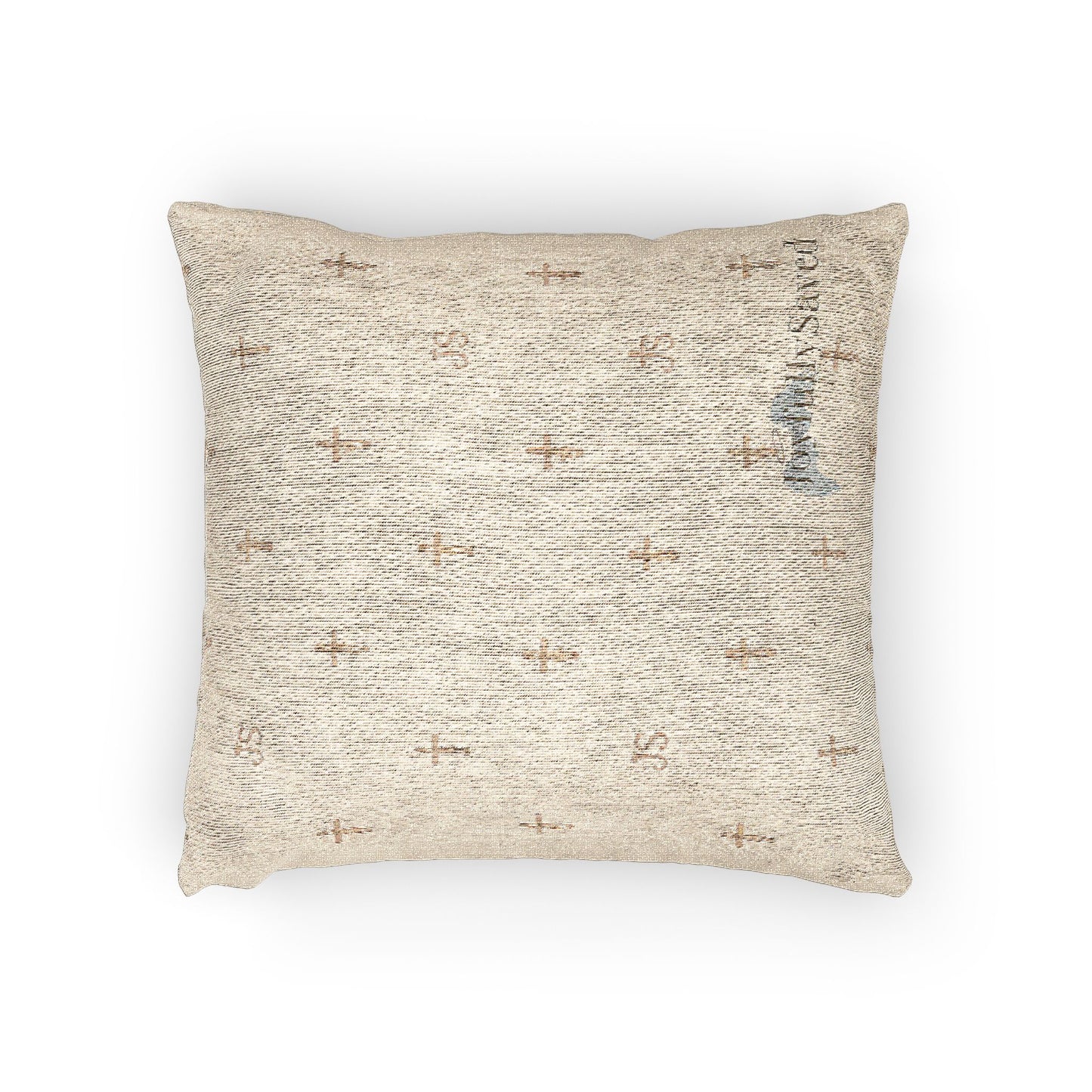 Woven Decorative Pillow — Neutral Grid Textured Throw Cushion