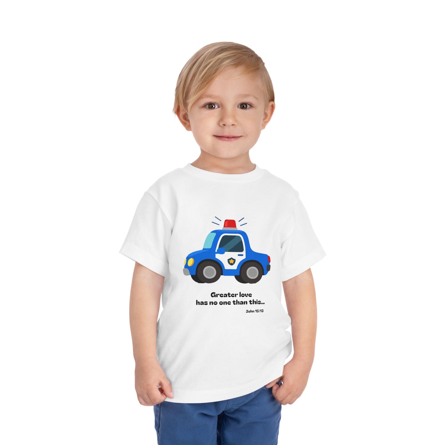 Christian Toddler Tee — Police Car Graphic (John 15:13)