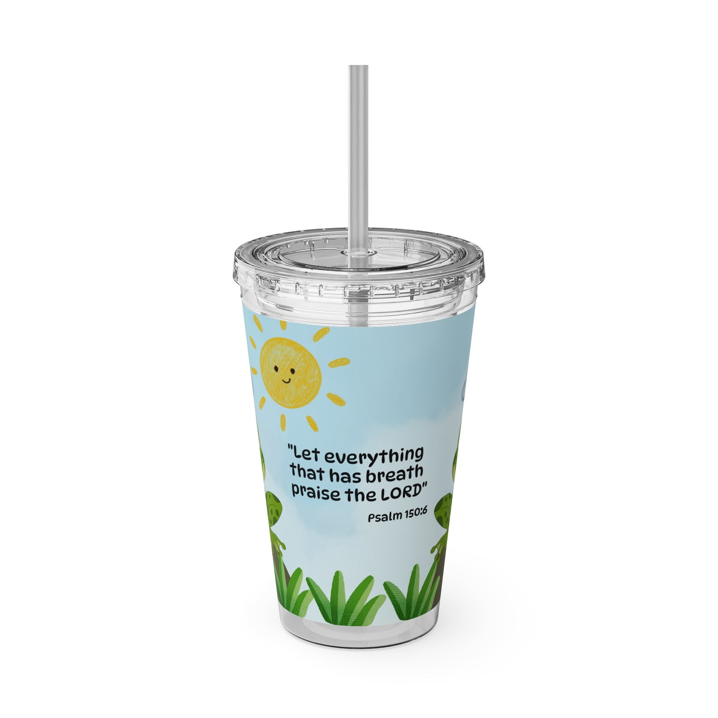 Frog 16oz Tumbler with Straw — Christian Cup (Psalm 150:6)