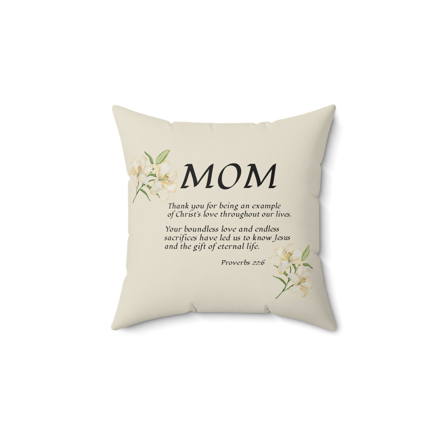 "Thank You" from 2+ ppl, Square Pillow, Proverbs 22:6 — Christian Pillow, religious gift