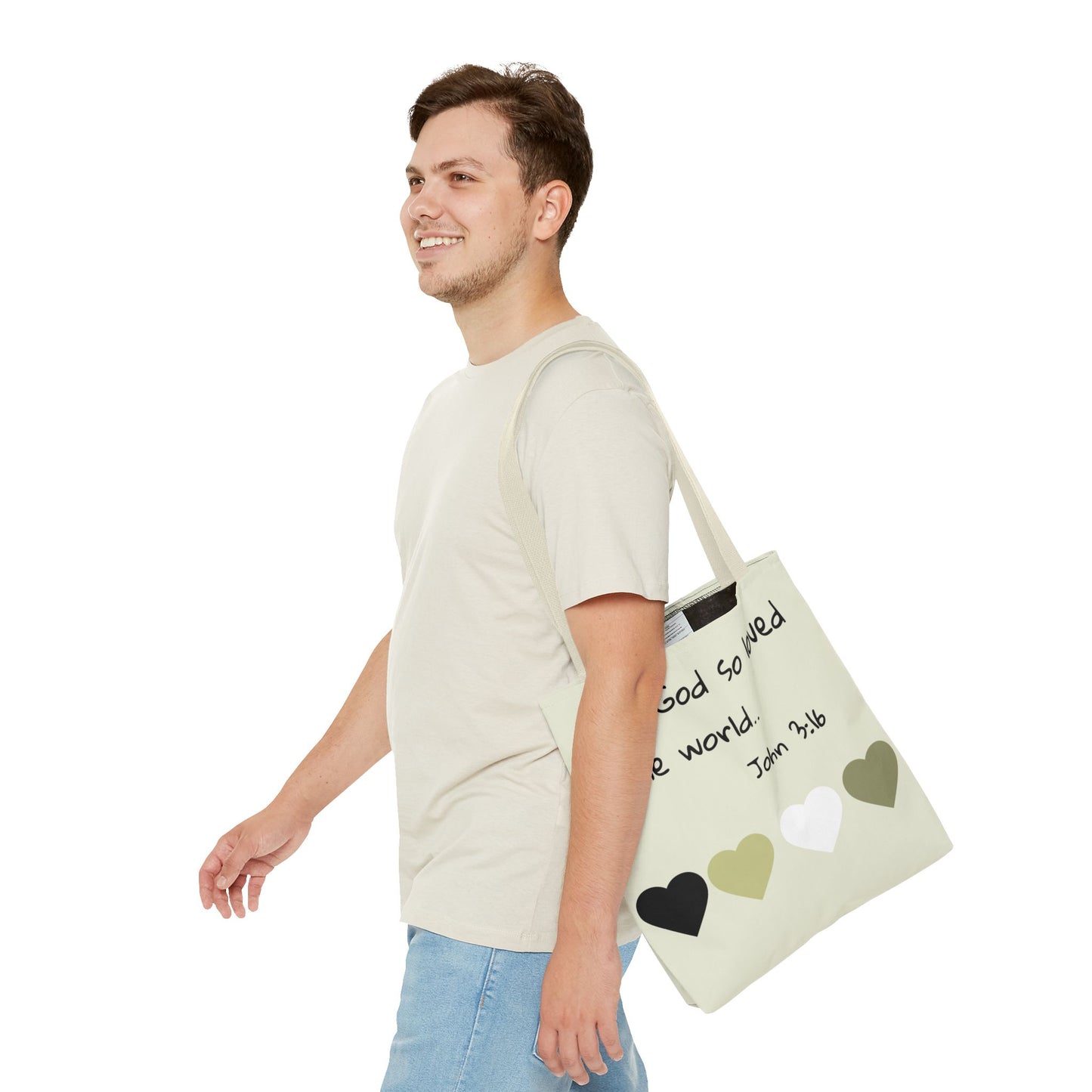 John 3:16 Scripture Tote Bag — "For God so loved the world" Religious Canvas Tote