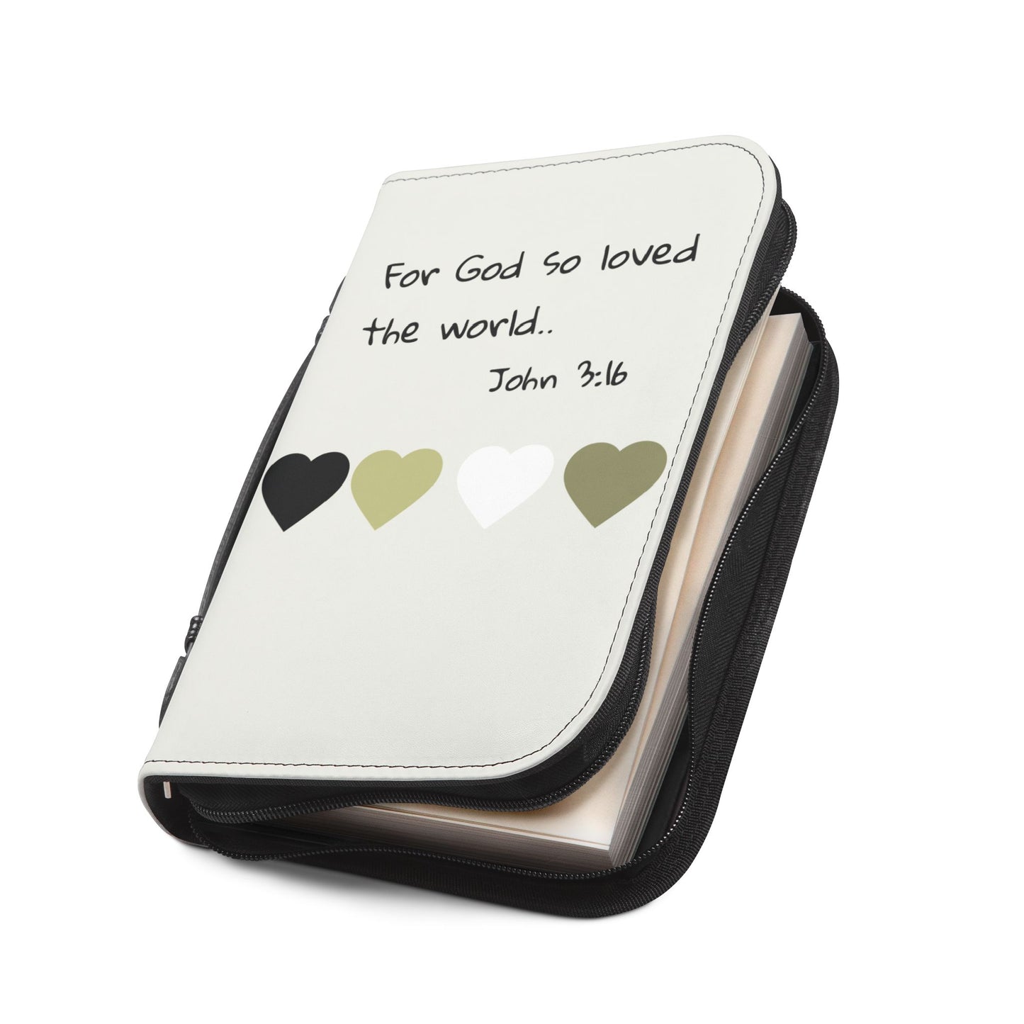 Bible Cover — "For God so loved the world... John 3:16" Heart Design