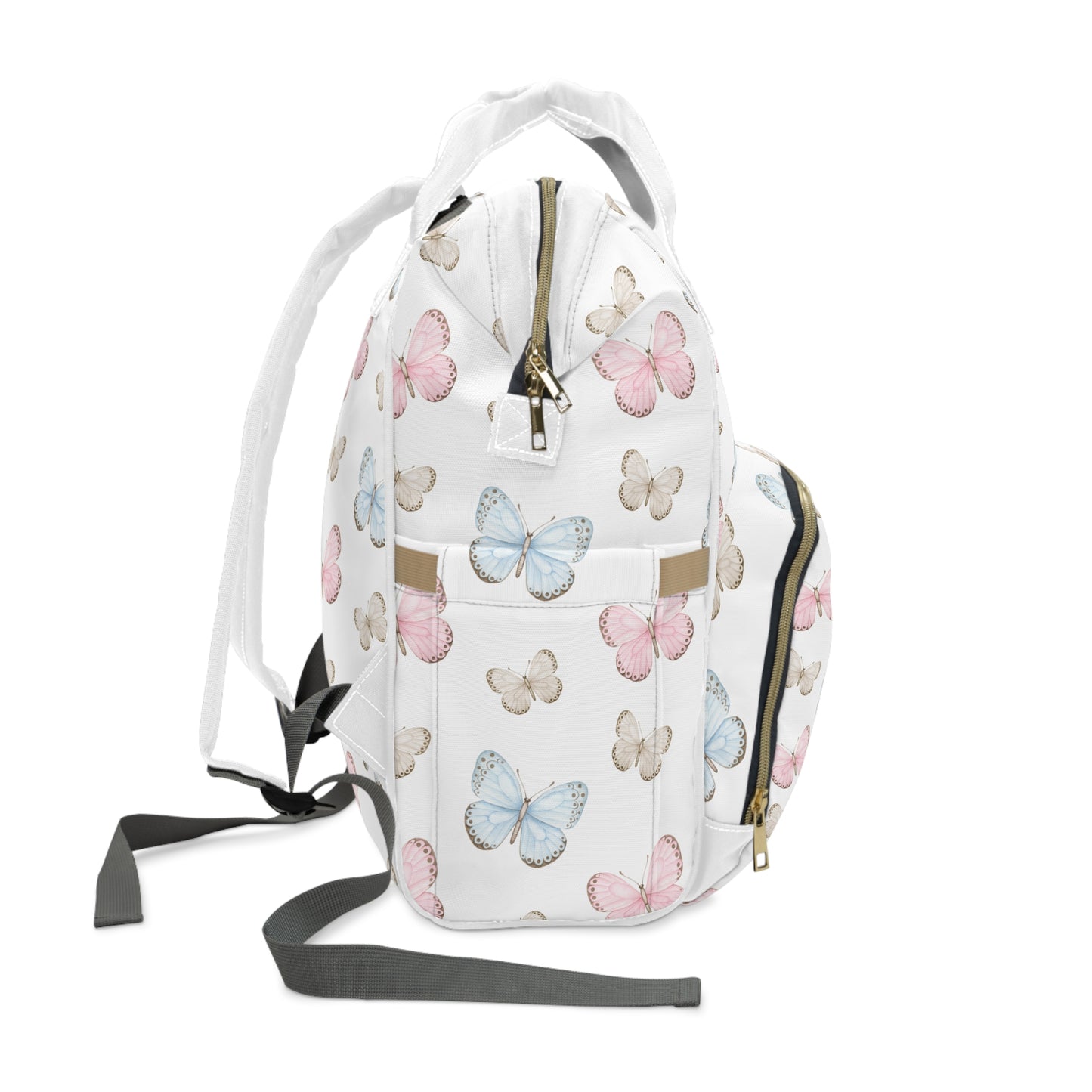 Pastel Butterfly Diaper Backpack — Christian Diaper Bag (2 Corinthians 5:17)