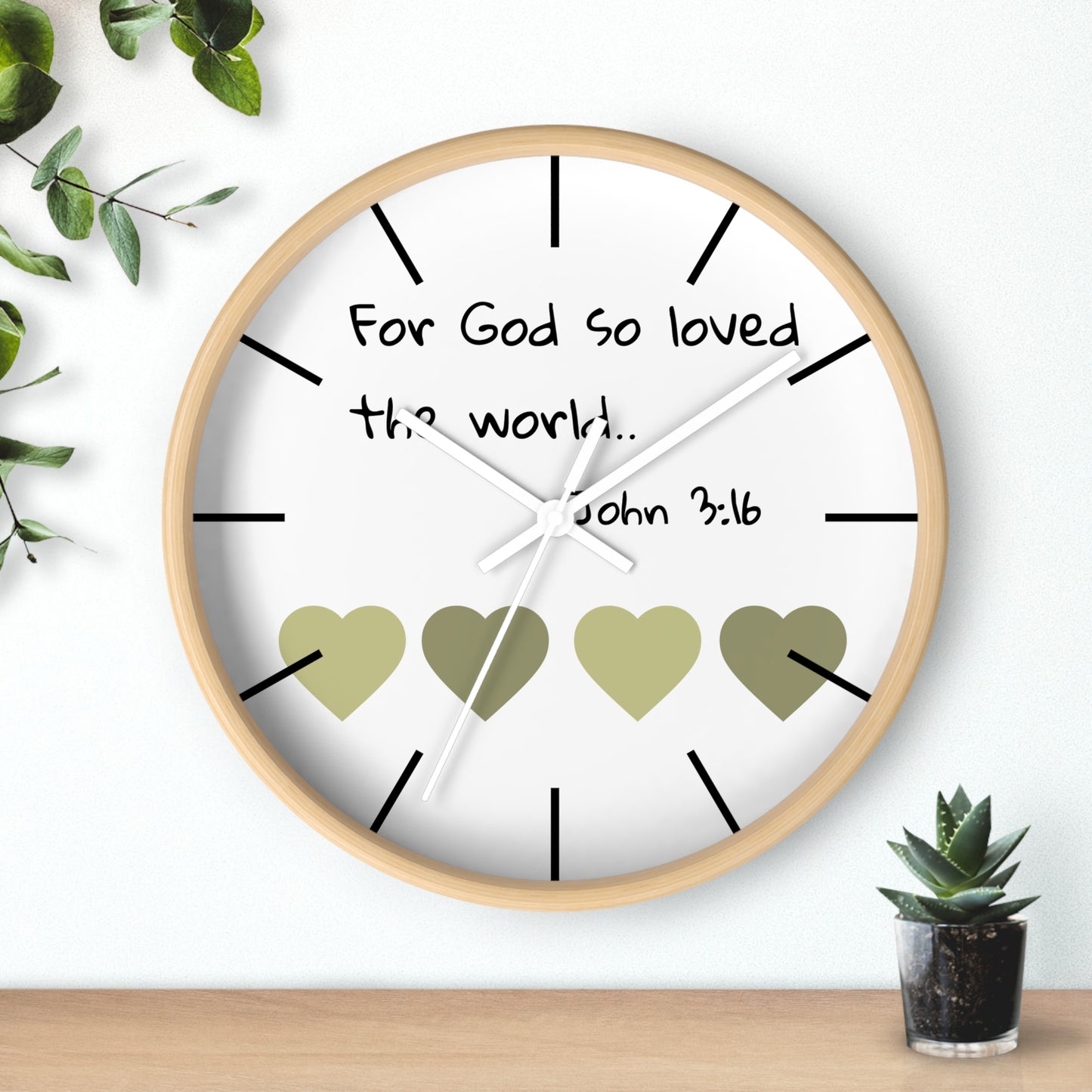Wall Clock - "For God So Loved the World" John 3:16 Christian Heart Wall Clock