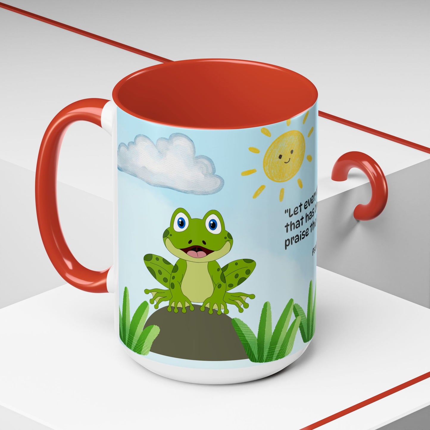 Frog Coffee Mug — Christian Ceramic Mug (Psalm 150:6)
