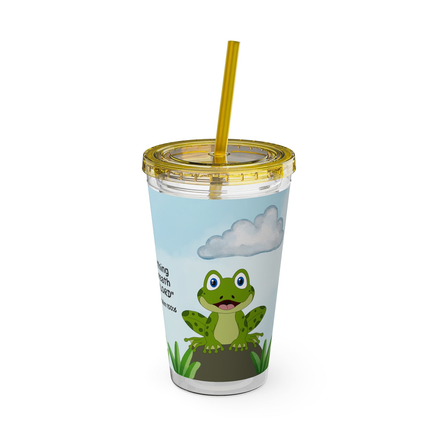 Frog 16oz Tumbler with Straw — Christian Cup (Psalm 150:6)