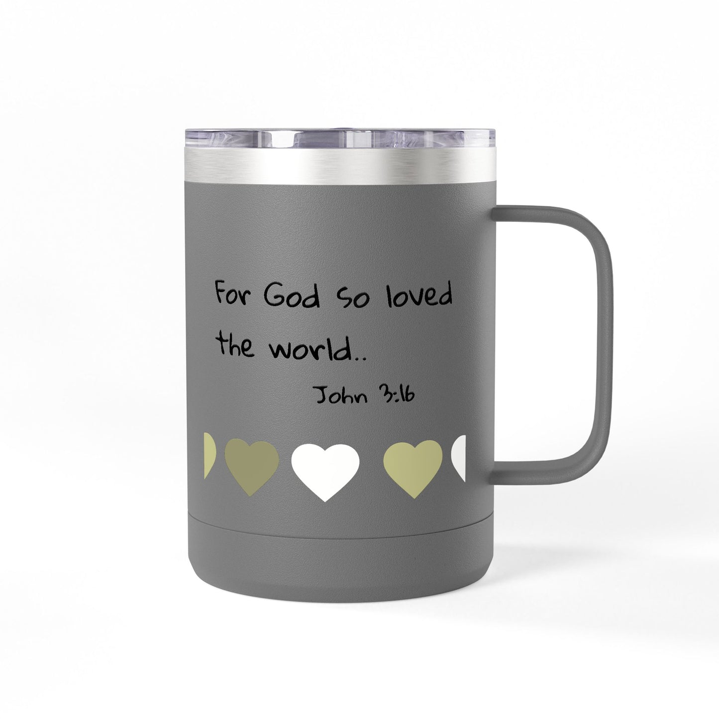 John 3:16 Heart Travel Mug — 15oz Christian Scripture Tumbler
