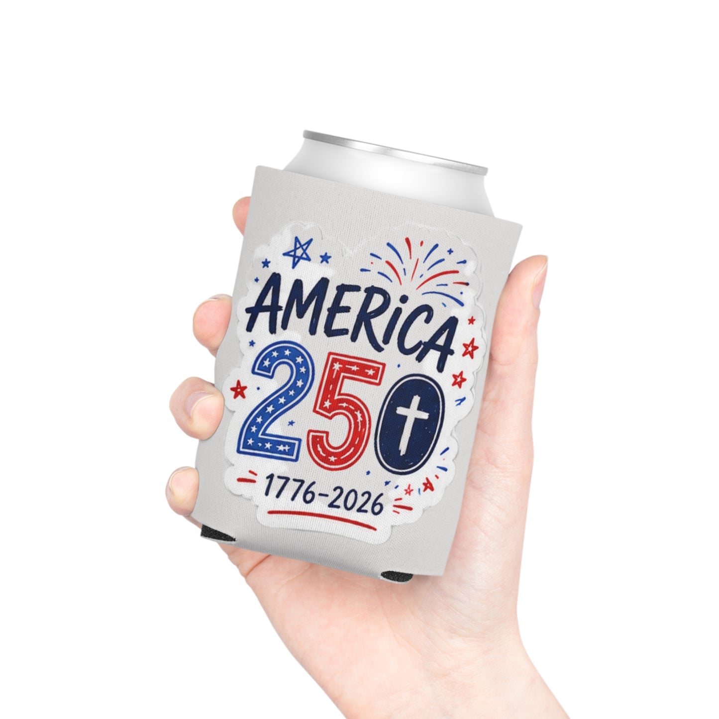 America 250 Can Cooler – 1776–2026 Patriotic Fourth of July Koozie