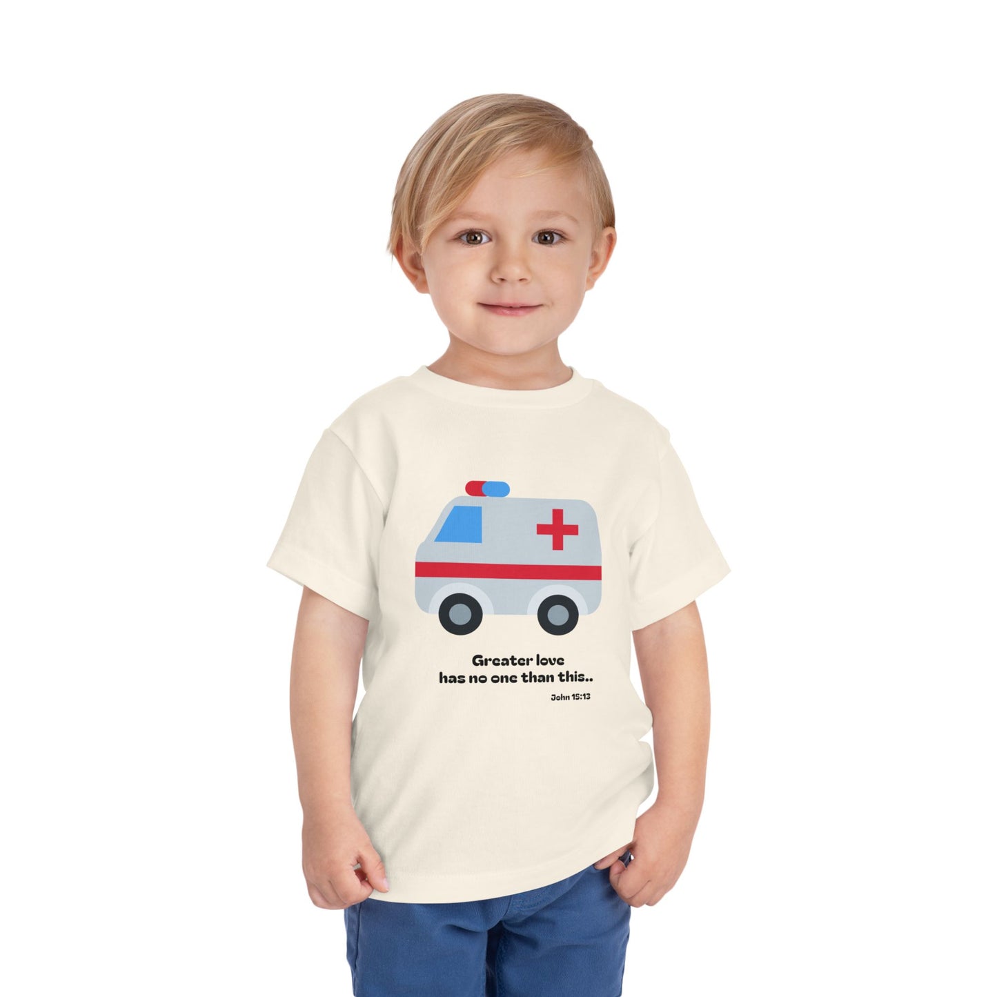 Christian Toddler Tee — Ambulance Graphic (John 15:13)
