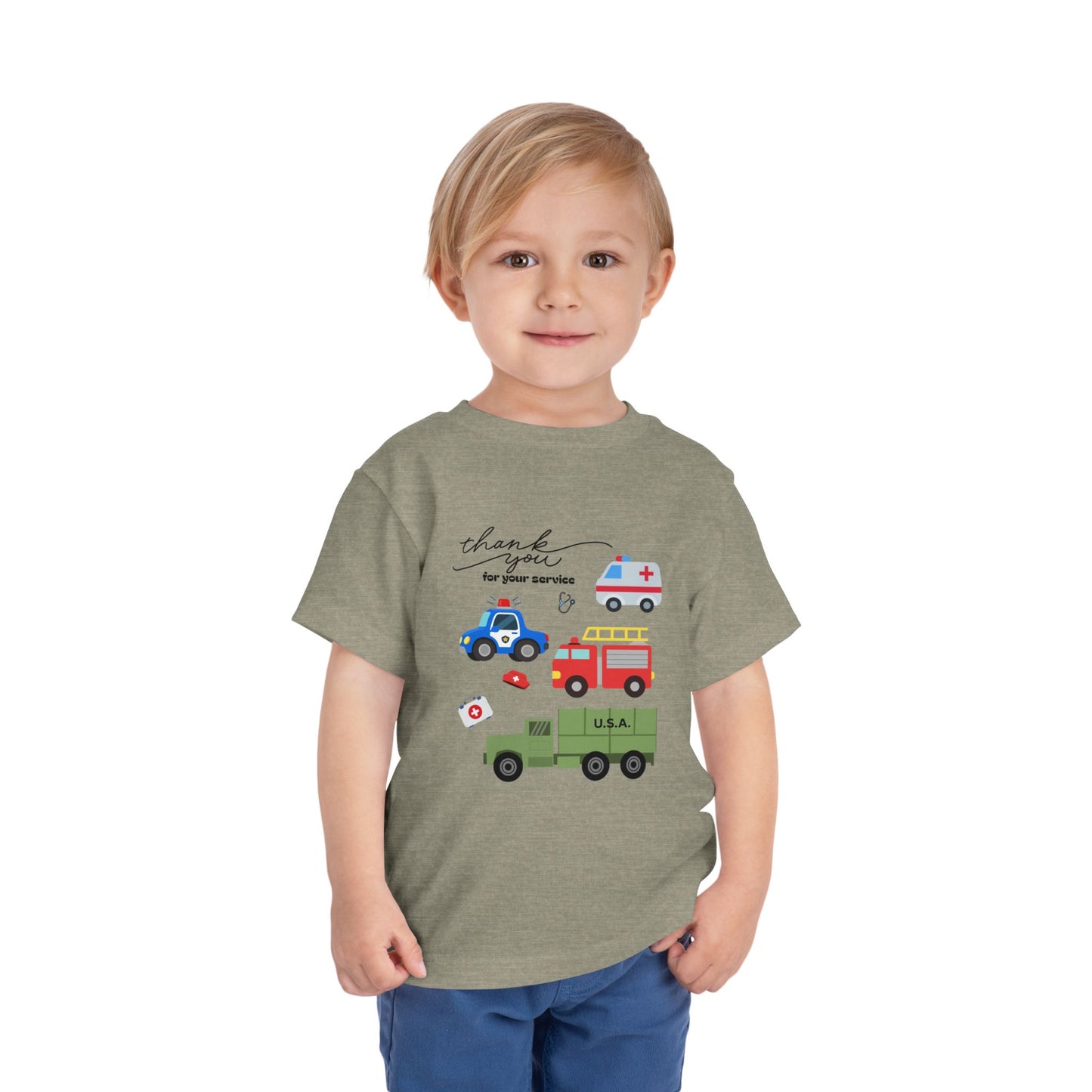 Christian Toddler Tee — Emergency Vehicle Graphics (John 15:13)