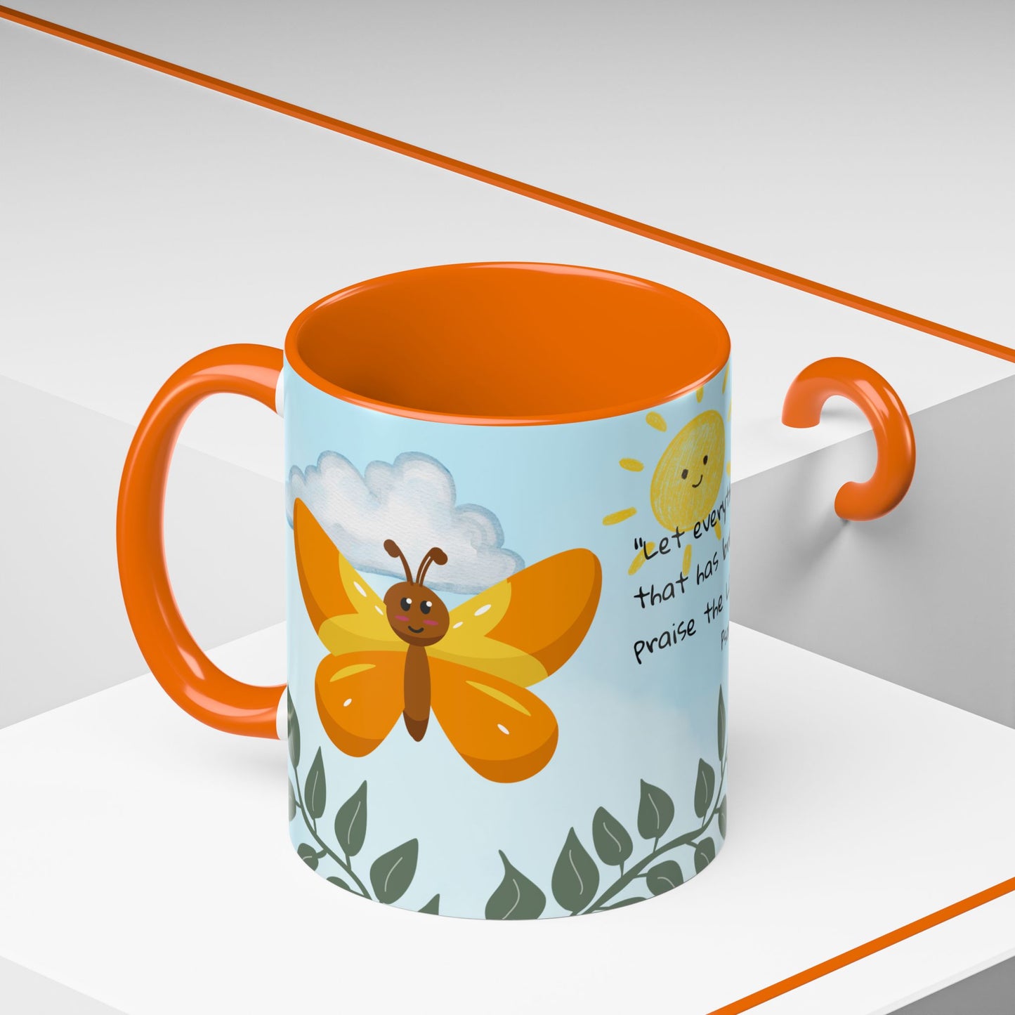 Butterfly Coffee Mug — Christian Ceramic Mug (Psalm 150:6)