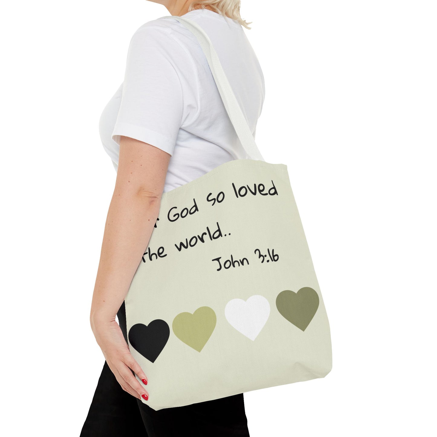 John 3:16 Scripture Tote Bag — "For God so loved the world" Religious Canvas Tote