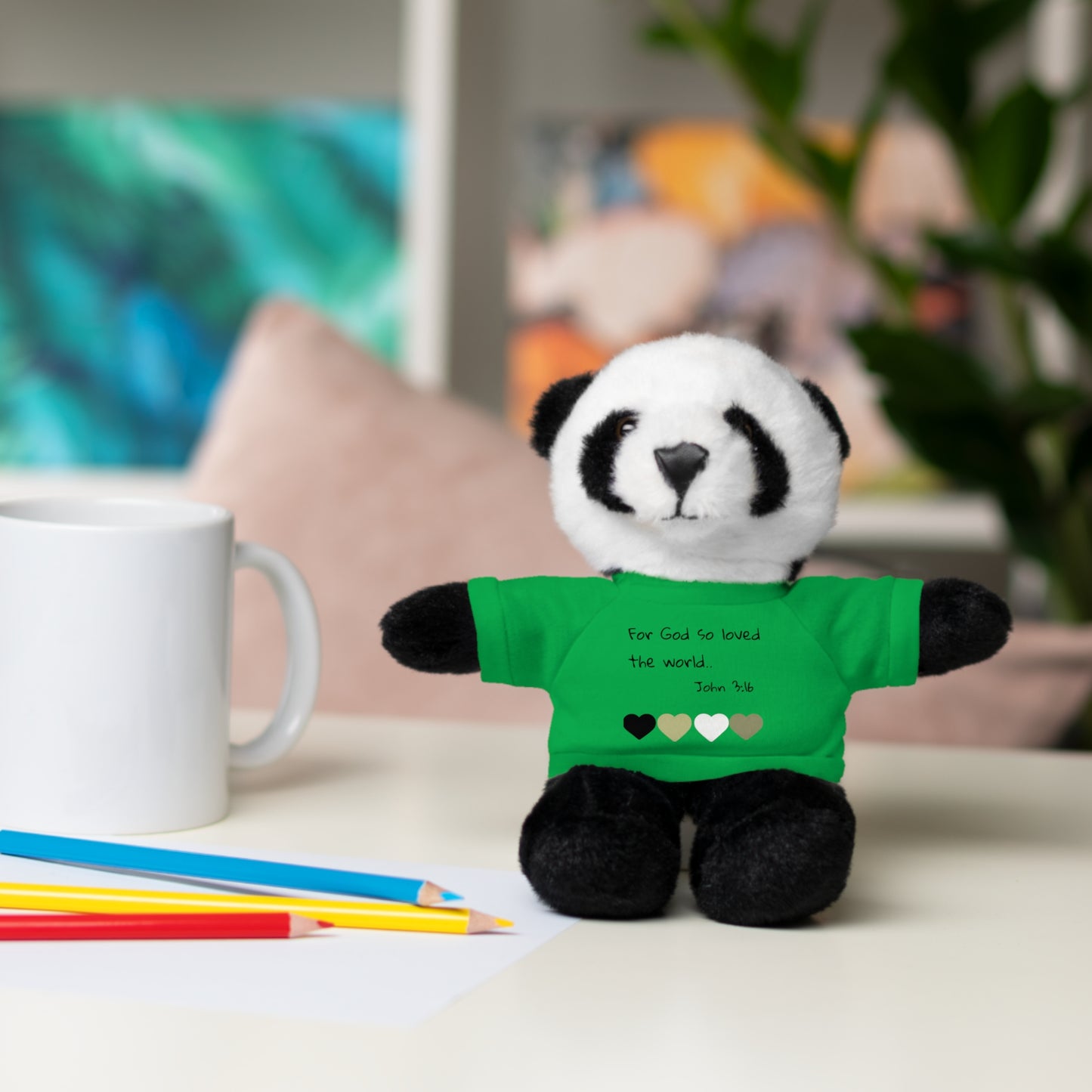 Christan Plush Toy, John 3:16  — Stuffed Animal with 'I Am a Child of God' T‑Shirt