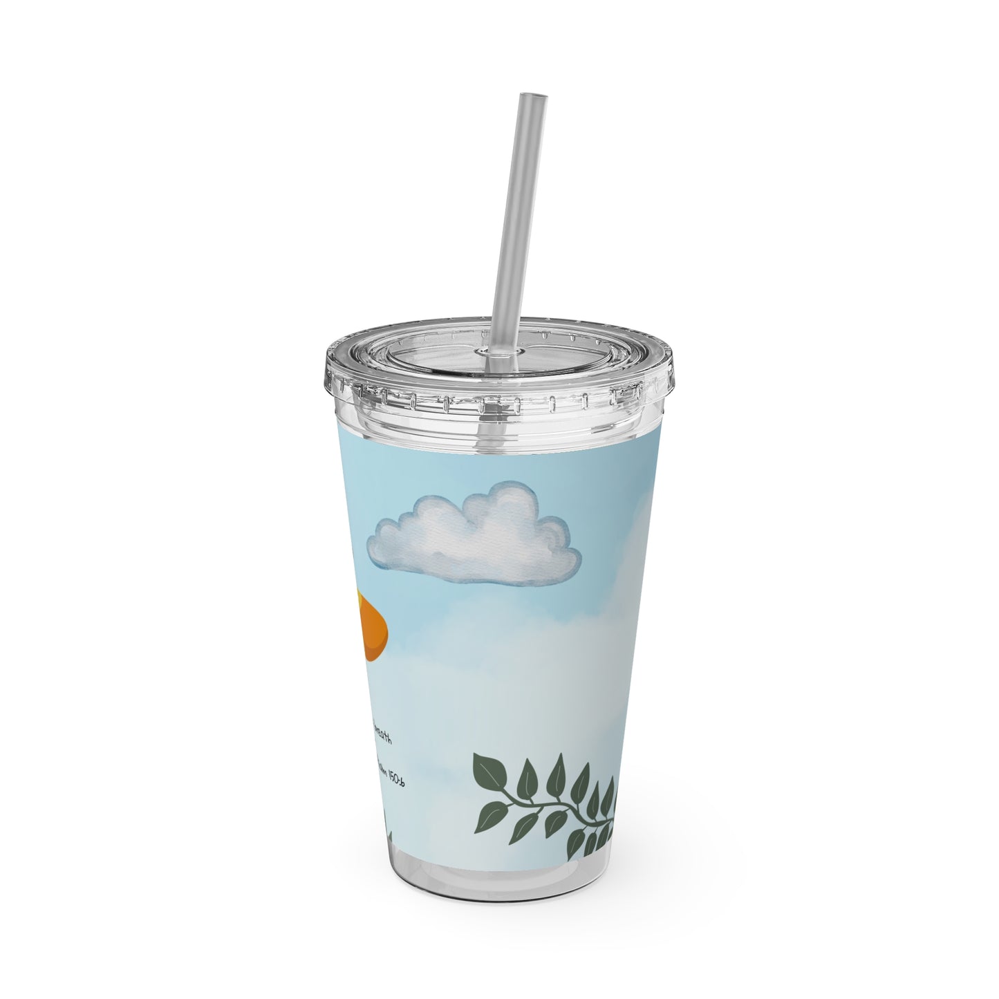 Butterfly & Sun 16oz Tumbler with Straw — 'Let everything that has breath' Psalm 150:6