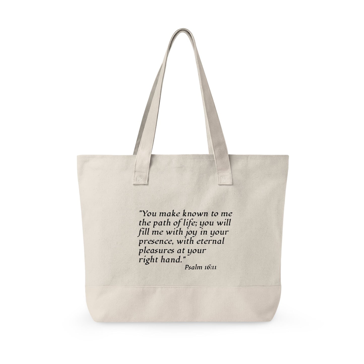 Joy-Fully Canvas Tote Bag — Inspirational Psalm 16:11 Zippered Shopper
