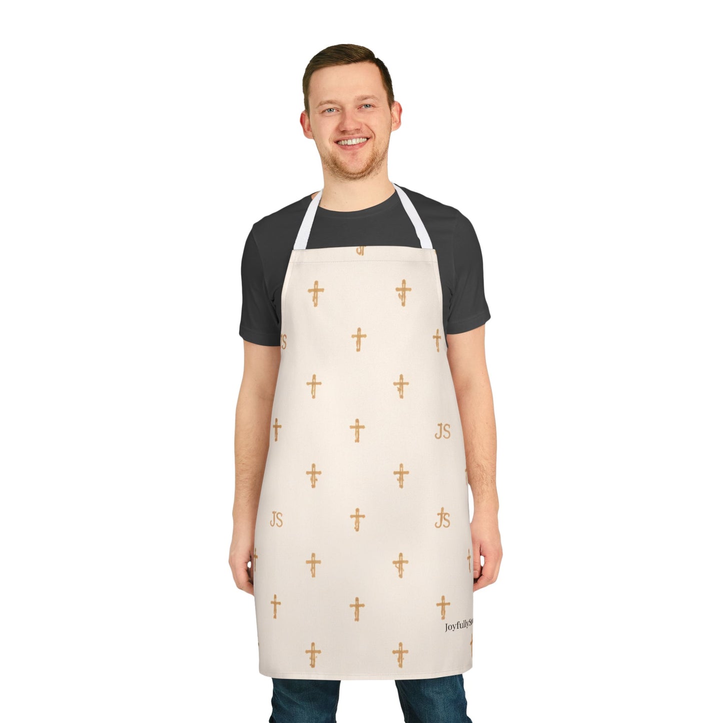 Christian Cross Creme Apron — large print, Faith Kitchen Apron