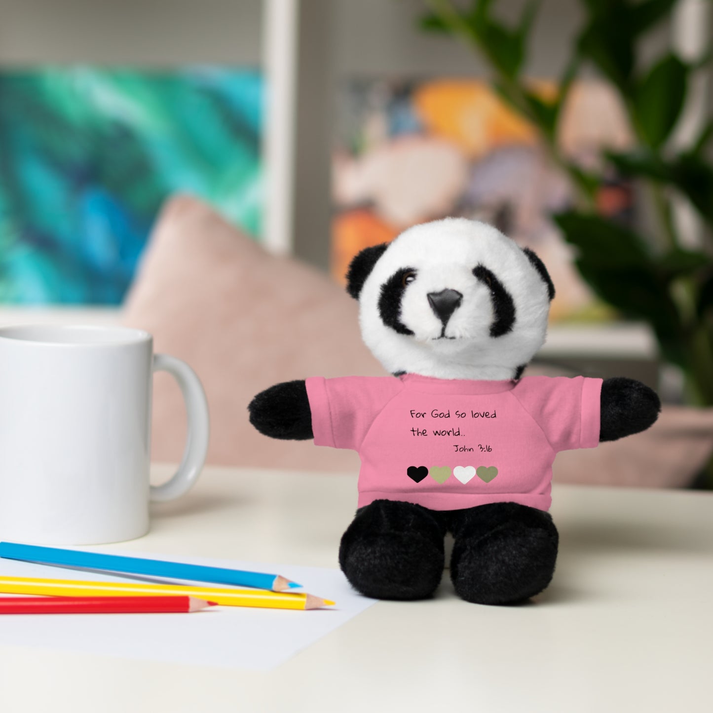 Christan Plush Toy, John 3:16  — Stuffed Animal with 'I Am a Child of God' T‑Shirt