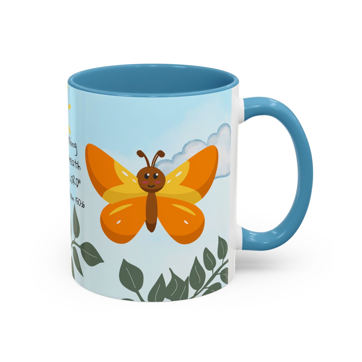 Butterfly Coffee Mug — Christian Ceramic Mug (Psalm 150:6)