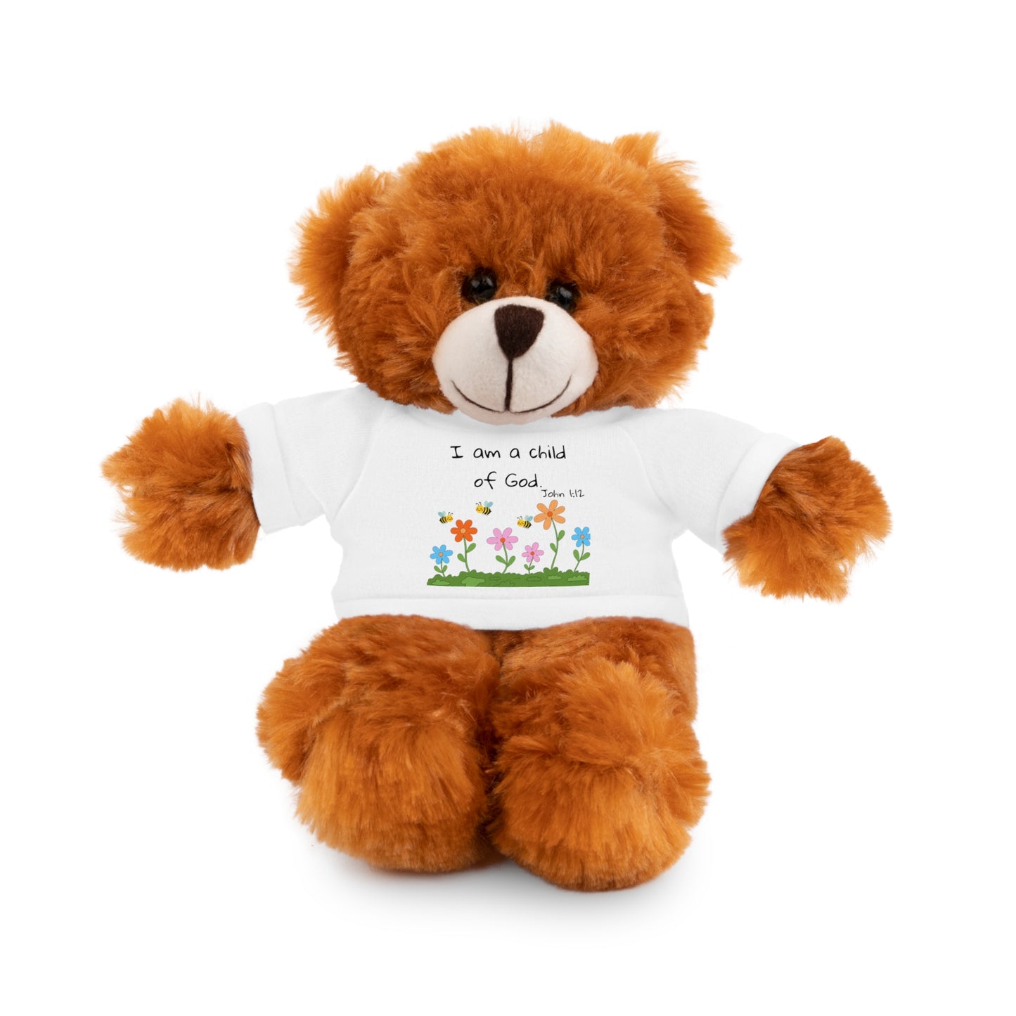 Christan Plush Toy, John 1:12  — Stuffed Animal with 'I Am a Child of God' T‑Shirt