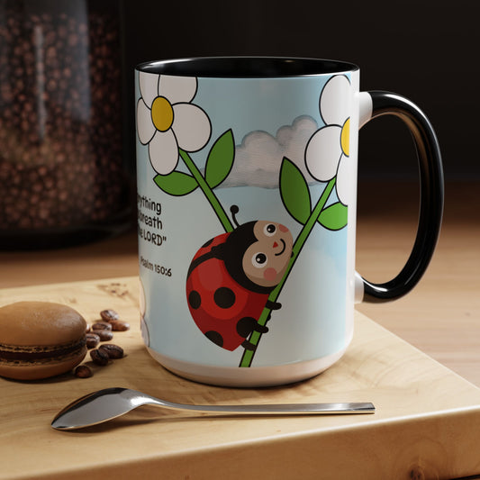 Ladybug Coffee Mug — Christian Ceramic Mug (Psalm 150:6)